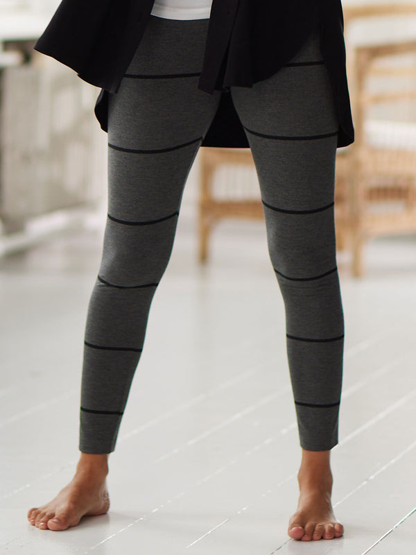 Comfy Copenhagen ApS Pleasing Leggings Black / Dark Grey Melange Stripe