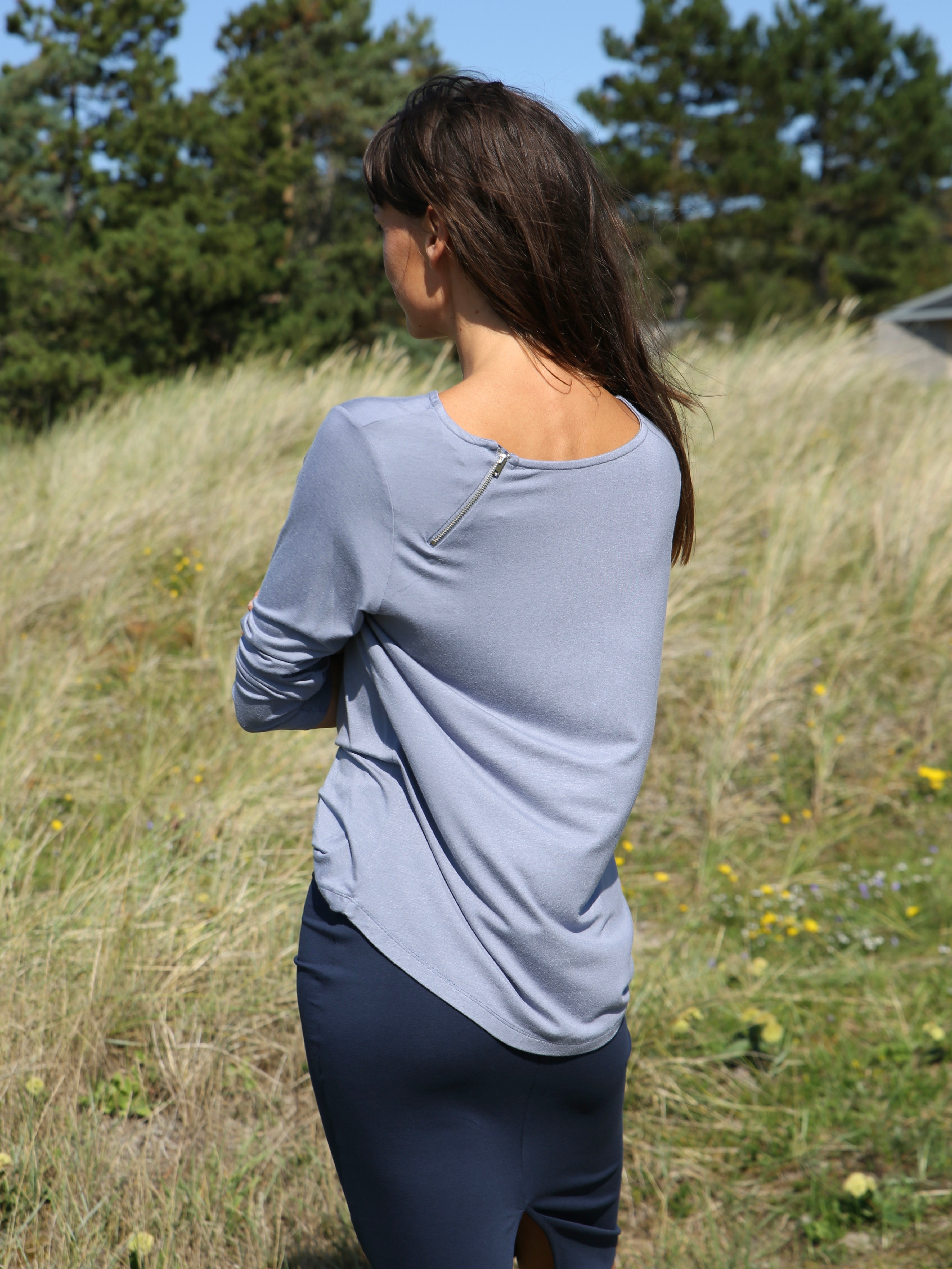 Comfy Copenhagen ApS Still Of The Night - Zipper Blouse Dusty Blue