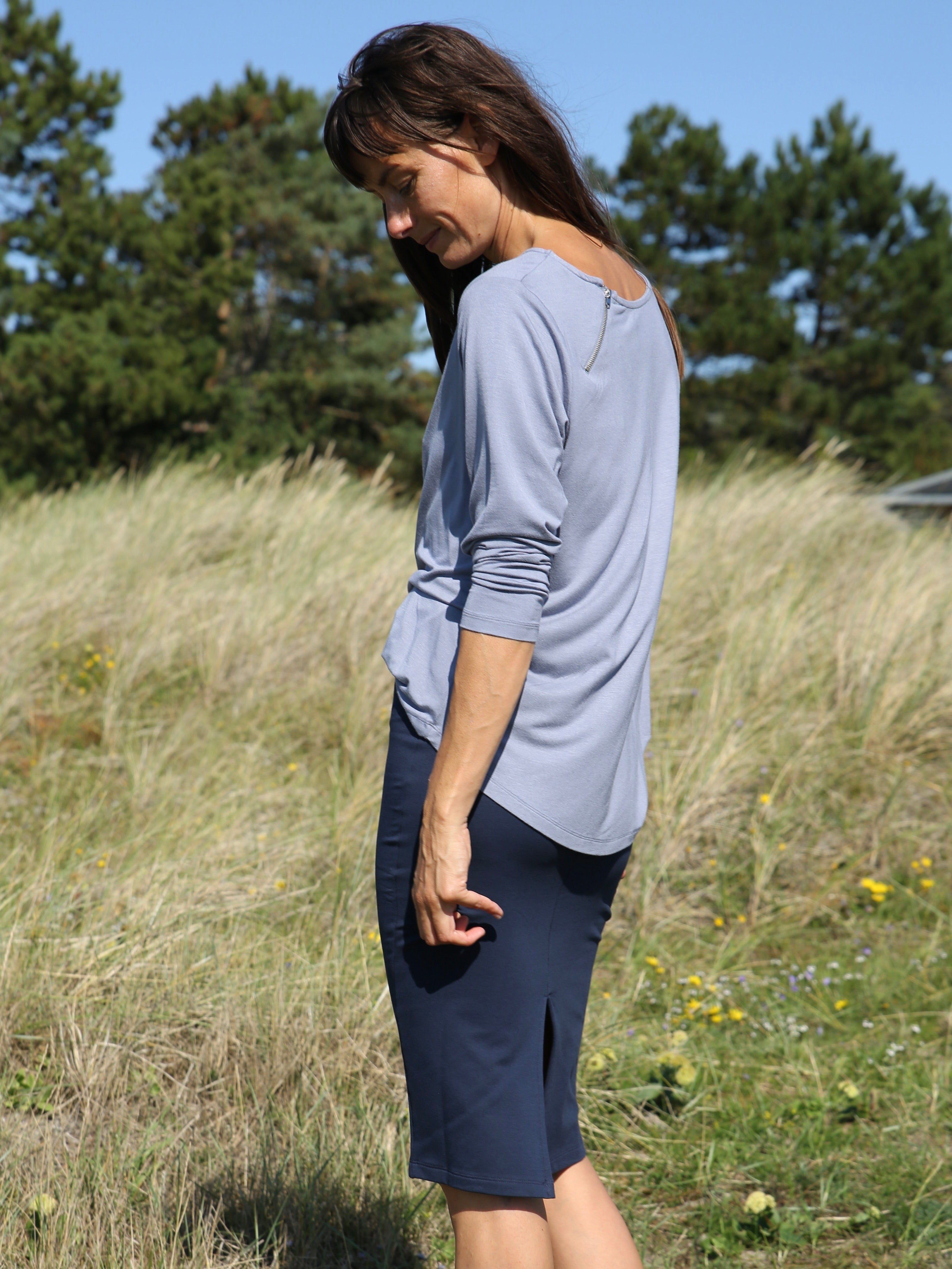 Comfy Copenhagen ApS Still Of The Night - Zipper Blouse Dusty Blue